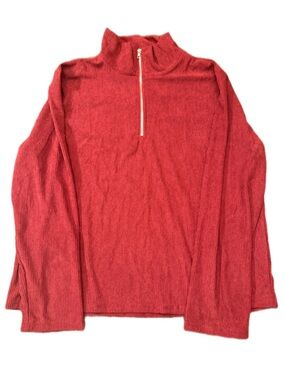 Men's Red Half-Zip Ribbed Sweater